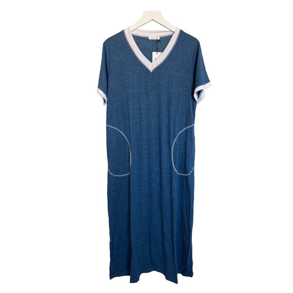 Ekouaer Heather Navy Lounge Maxi